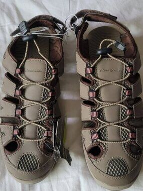 Eddie Bauer Women Hiking Walking Sandals Leather Blakely Shitake 8M NWT